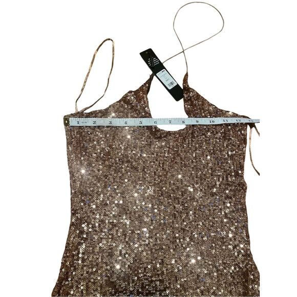 NWT Fashion Nova Out Til Dawn Sequin Mini Dress Mocha - Picture 5 of 10